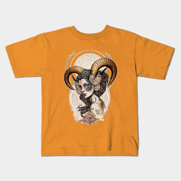 Earthy Horoscope: Aries Kids T-Shirt by GoblinGlamour